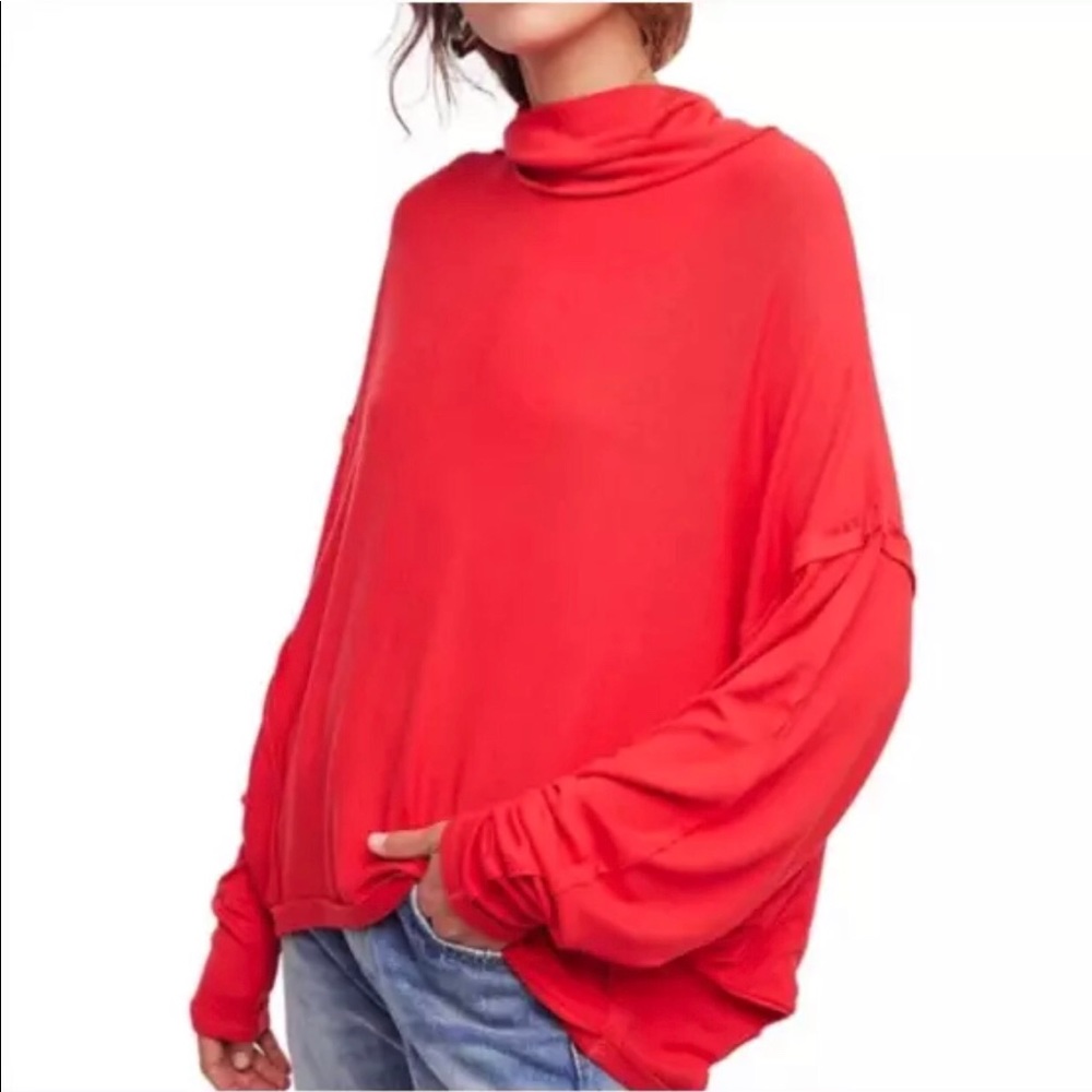 we the free red alameda dolman sleeve top size xs